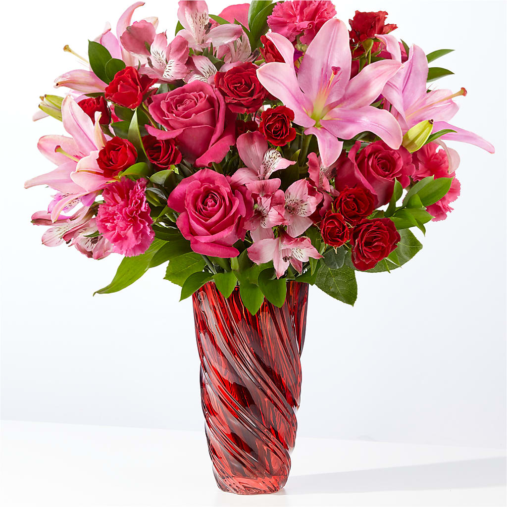 In Love Bouquet with Luxe Swirl Vase – Roots Of Love, Spotswood NJ