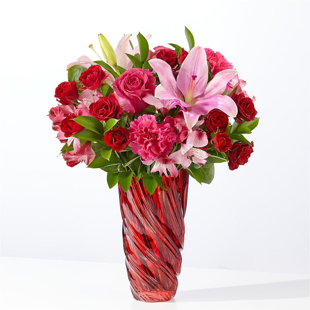 In Love Bouquet with Luxe Swirl Vase – Roots Of Love, Spotswood NJ