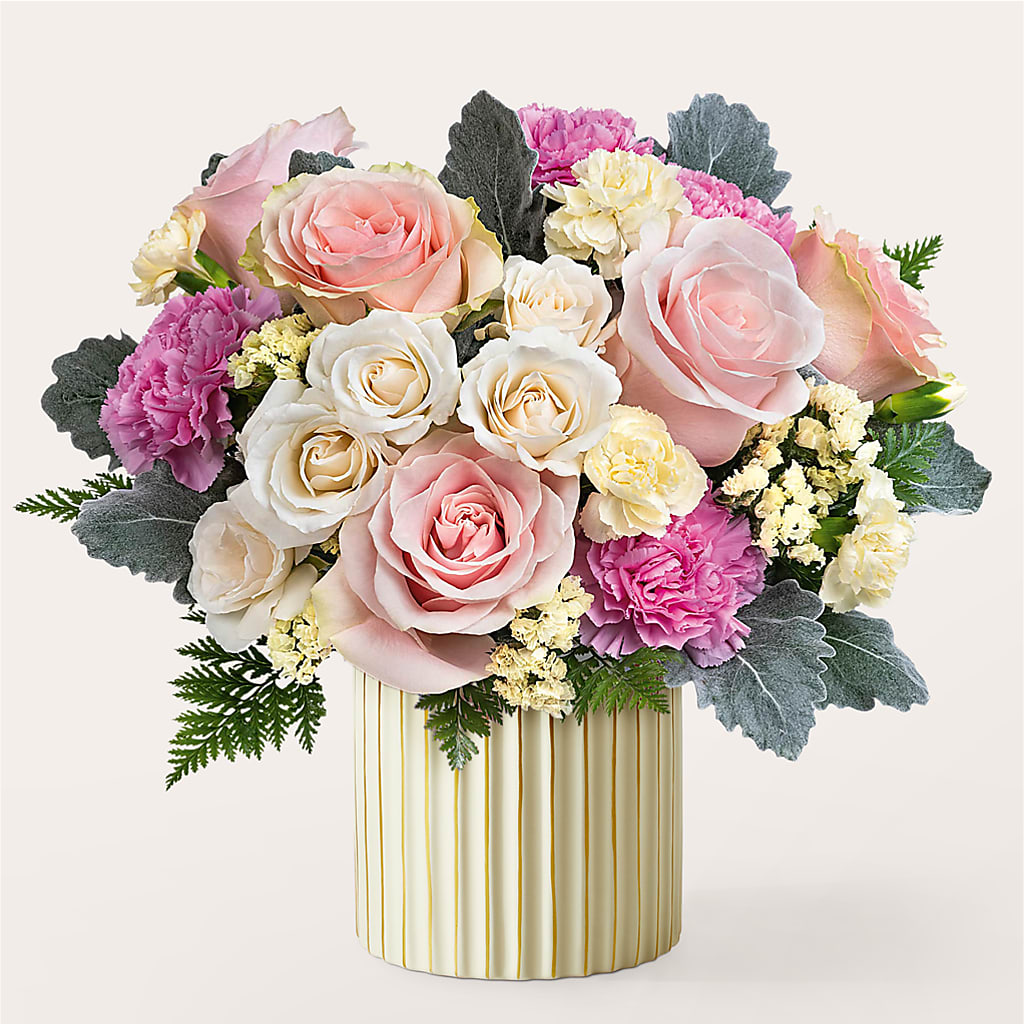 Blissful Moments Bouquet with Ivory Vase – Roots Of Love, Spotswood NJ