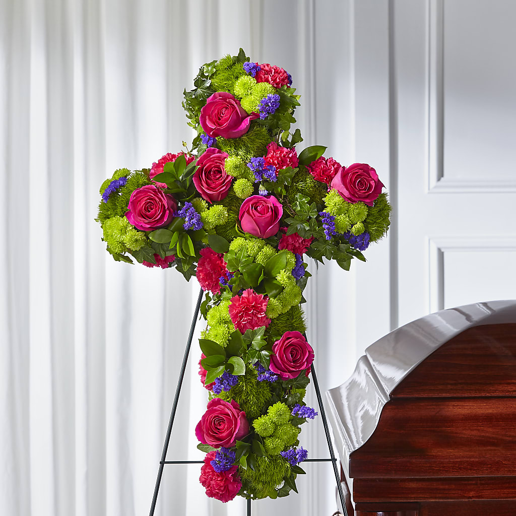 Tribute Rose Floral Cross – Roots Of Love, Spotswood NJ