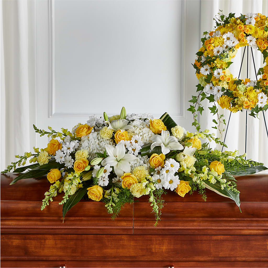 Golden Harmony Casket Spray – Roots Of Love, Spotswood NJ