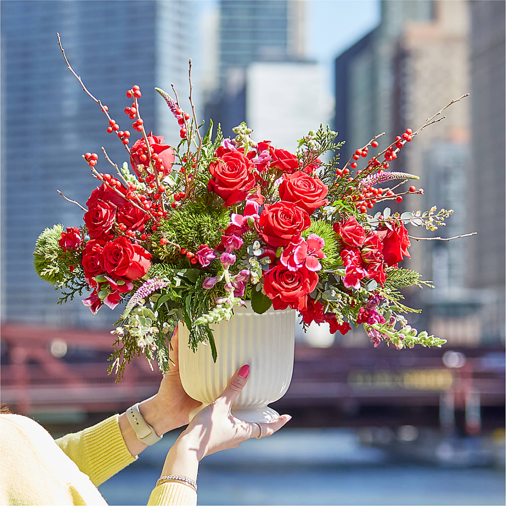 Big Red Bow Bouquet –  Roots Of Love, Spotswood NJ