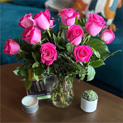 Long Stem Pink Rose Bouquet –  Roots Of Love, Spotswood NJ