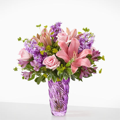 Precious Petals Bouquet with Luxe Swirl Vase –  Roots Of Love, Spotswood NJ