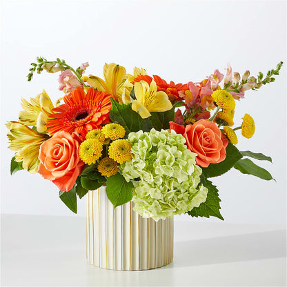 Autumn Sunshine Bouquet with Ivory Vase –  Roots Of Love, Spotswood NJ