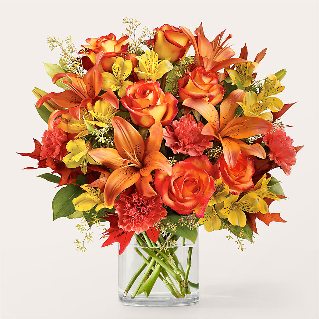 Pecan Pie Bouquet – orange, yellow flower arrangement | Spotswood