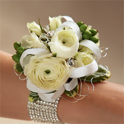 White Wedding Corsage –  Roots Of Love, Spotswood NJ
